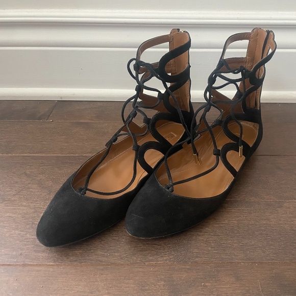 Aquazzura 'Holli' ballerinas Black Suede Leather flat - Picture 1 of 9